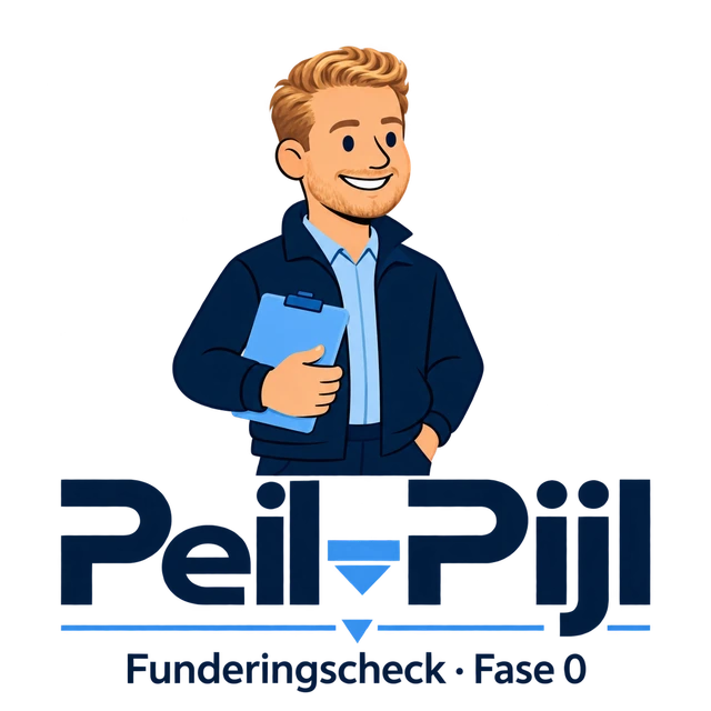 Peil-Pijl · Funderingscheck fase 0 · logo met bedrijfspoppetje
